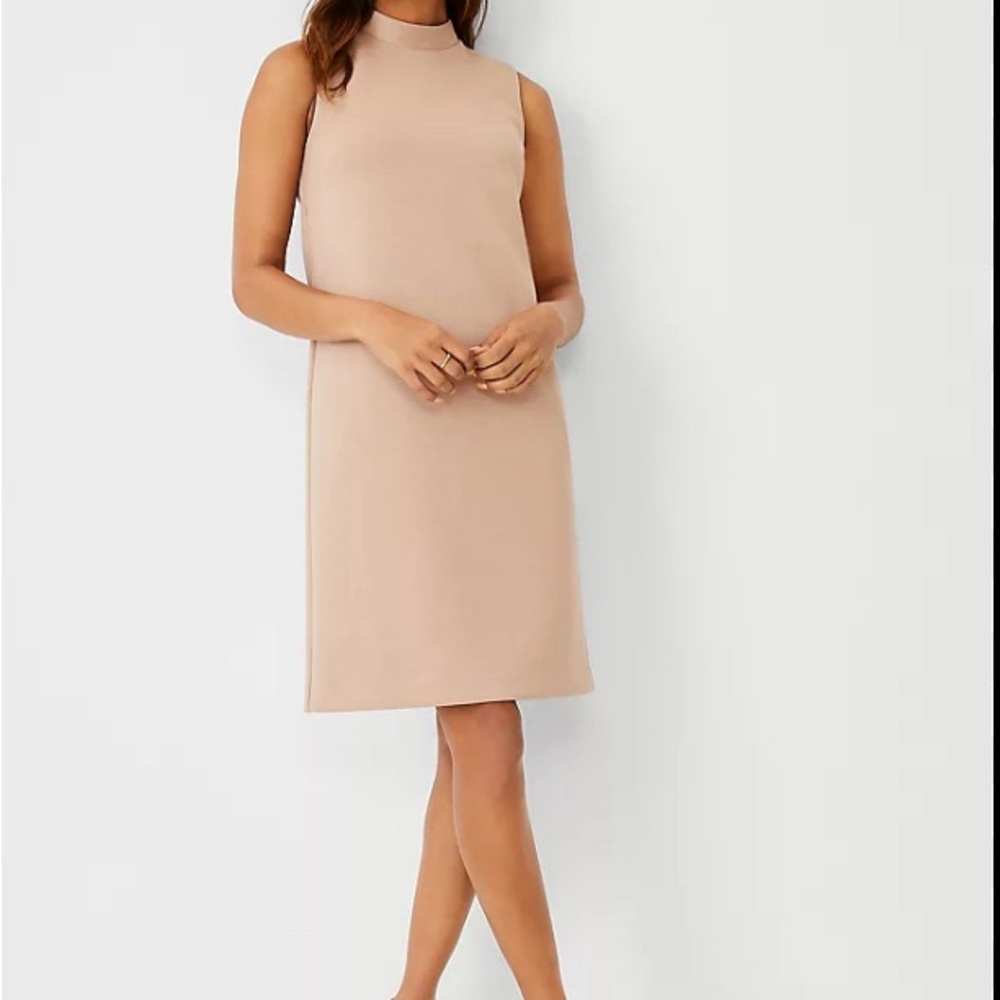Ann Taylor Cream Sleeveless Sheath Dress